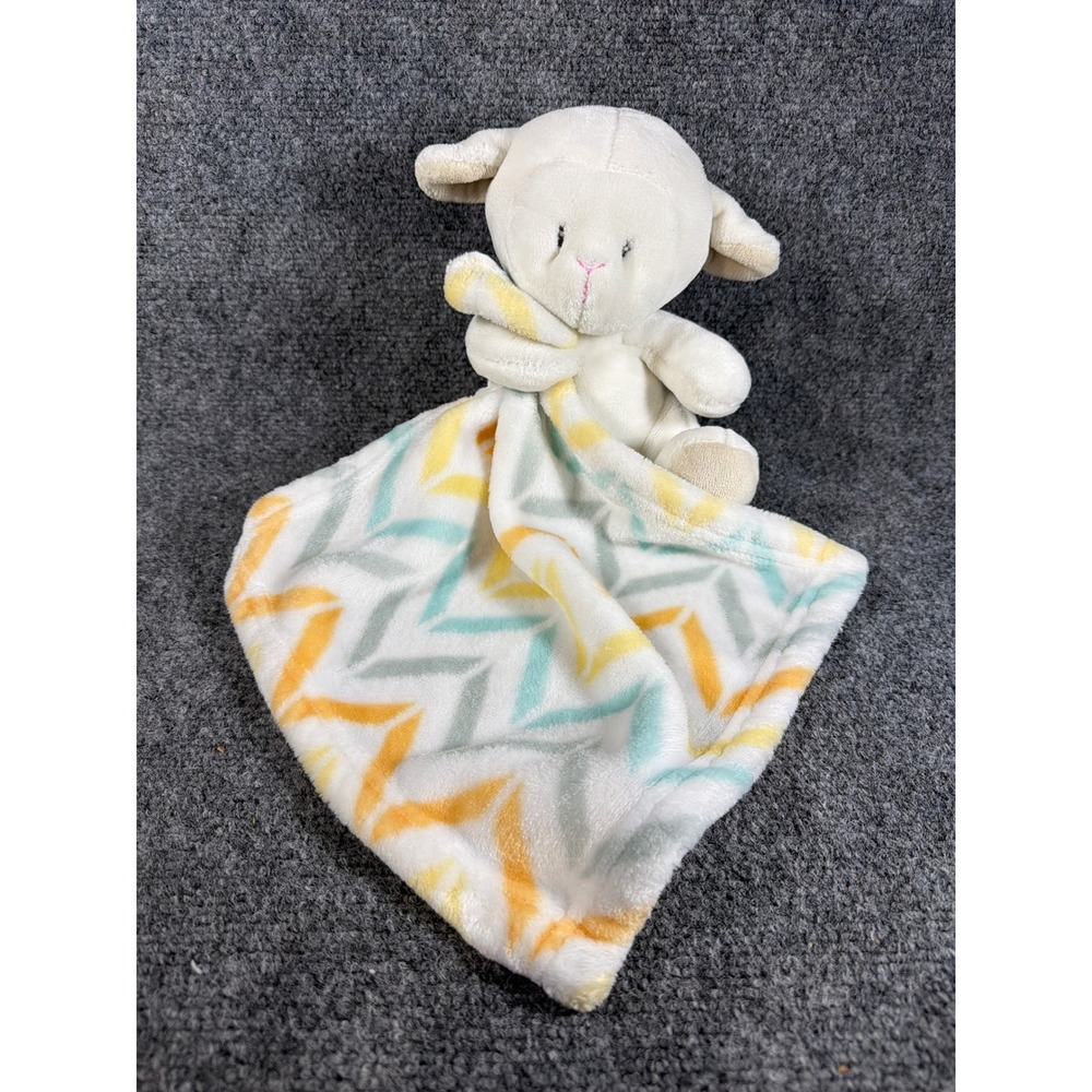 Little Miracles Lamb Security Blanket Plush Sheep Chevron Lovey